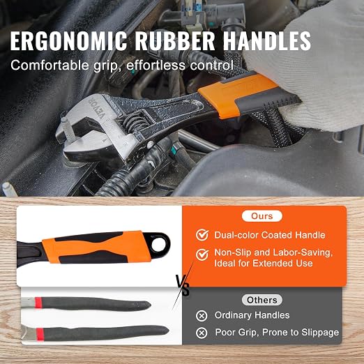VEVOR 8-Piece Pliers Set with Tool Roll, High Carbon Steel-12"/10"/8" Groove Joint -8"Linesman's -6" Slip Joint Pliers-8" Long Nose Pliers-6" Diagonal Cutter-10" Adjustable Wrench