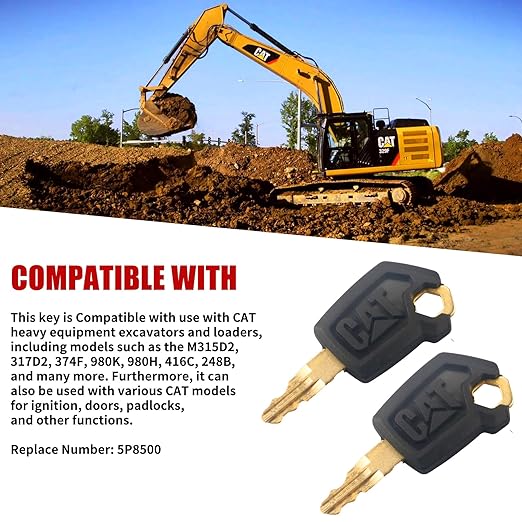 5P8500 12PCS Cat Keys, CAT Loaders Excavators Ignition Keys Compatible with Caterpillar Heavy Equipment