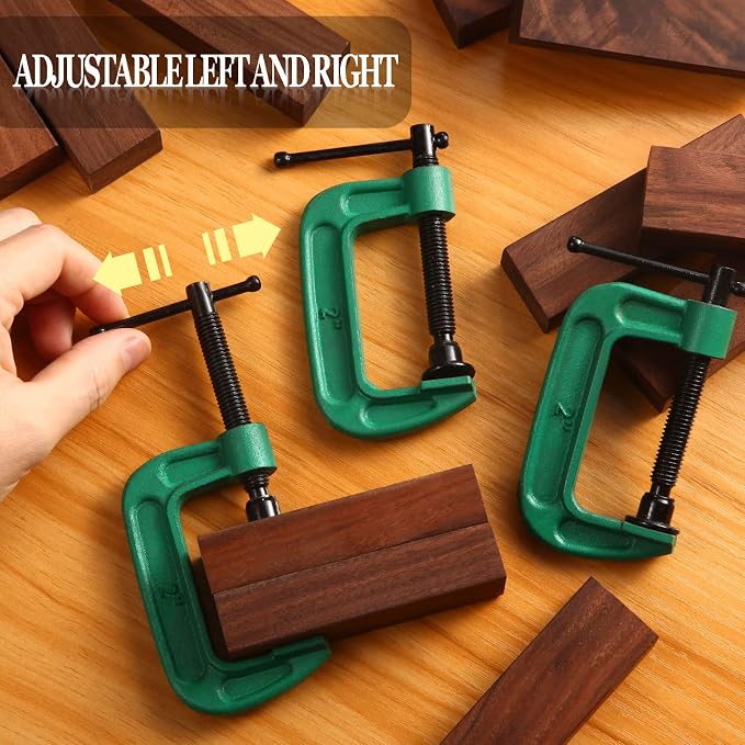 4 Pcs C Clamp Set 2 Inch Heavy Duty G-Clamps Automotive and Wood Working Clamps with Jaw Opening Sliding for DIY Carpentry Woodworking Welding and Building(2 Inch, Green)