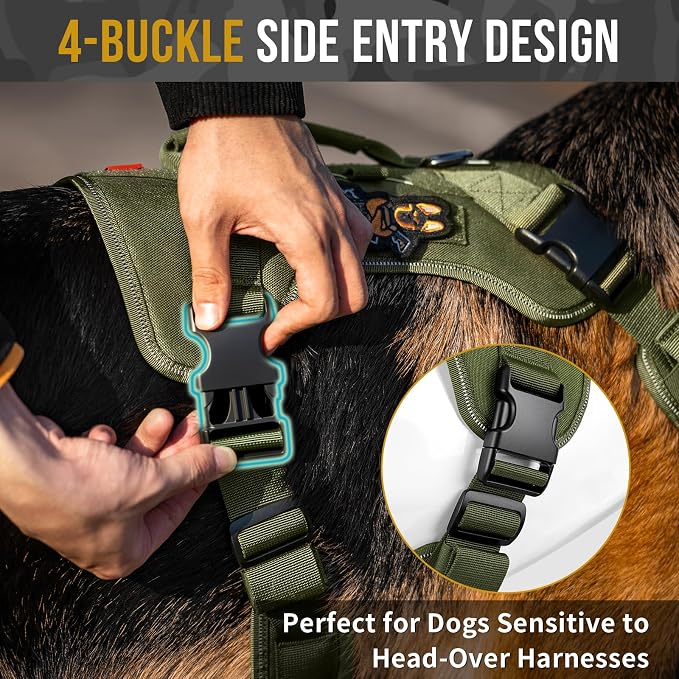 OneTigris No-Pull Tactical Dog Harness Reflective Vest for Small Dogs | Military-grade 1000D Nylon Easy Control Vest, Adjustable Dog Harness with Hook & Loop Panels for Walking, Hiking, Training