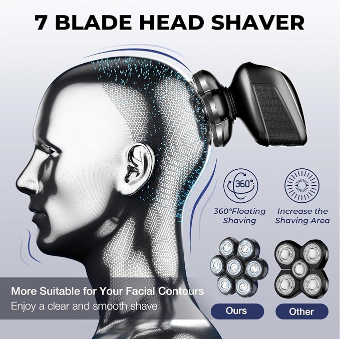 Head Shavers for Bald Men: 5-in-1 Electric Razor - Waterproof Wet Dry Shaving - Professional Grooming Kit for Balder - Rechargeable Head Shavers for Face/Beard Gifts for Father's Day