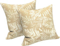 LVTXIII 2 Pack Outdoor Pillows 18x18 Inch, Square Throw Pillows with Inserts, Decorative Water-Repellent Pillow Cushions for Patio Furniture and Garden Sofa, Tropical Leaf Oat