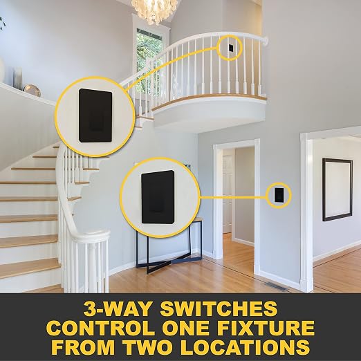 Faith [10-Pack] 3-Way Decorator Paddle Wall Light Switch, 15A 120/277V, On/Off Rocker, Black