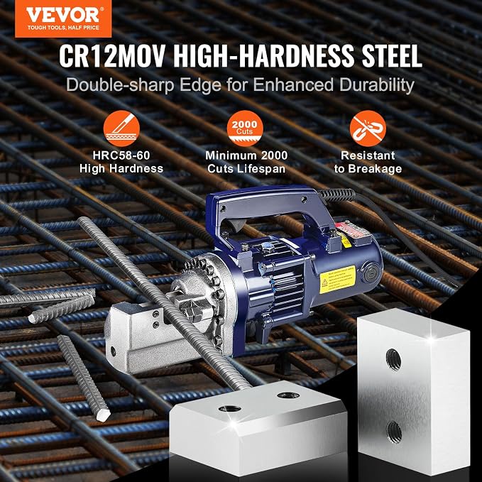 VEVOR Electric Rebar Cutter Replacement Blades 6 PCS 20/22mm - HRC58-60 Hard Jaw Blades with 12 Hex Screws & Spring Washers, Fit RC-20 & RC-22