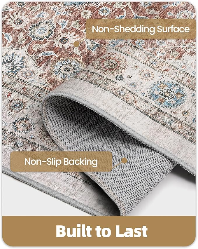 Color&Geometry Vintage Kitchen Rugs Sets of 3, Machine Washable 4mm Ultra Thin Stain Resistant Kitchen Floor Mats, Non Slip TPE Backing Runner for Sink,Hallway,Laundry,Entryway (2x3+2x5+2x7)