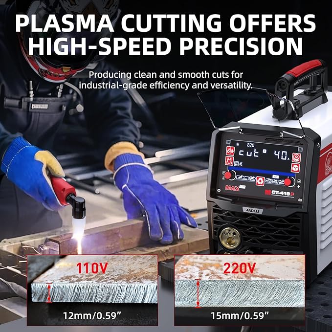 ANDELI Plasma Cutter Welder Combo，6-in 1 Pulse MIG/HF TIG/HF Cut/Stick/Flux Core Multifunctional Welder，110V/220V Dual Voltage Aluminium MIG Welding Machine,160A MIG/TIG/Stick & 40A Cut