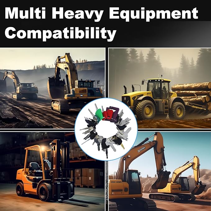 42 Heavy Equipment Keys Set, Equipment Keys Master Set for Cat Caterpillar Case JD Holland Volvo JCB Hyster Takeuchi Yanmar and More