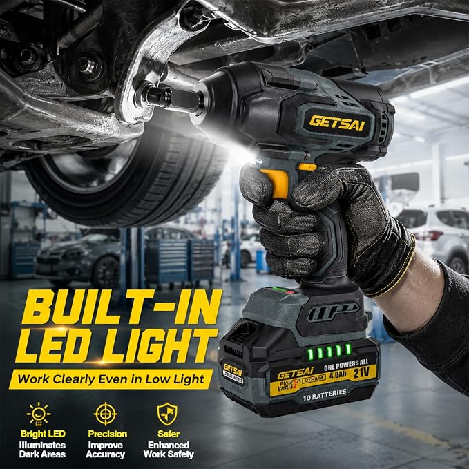 Impact Wrench 1700N.m, 1/2 1254Ft-lbs Super High Torque Cordless Impact Gun with 2x4.0Ah Battery, Electric Pistola De Impacto with 6 Socket, 3500IPM Brushless Llave De Impacto for Truck/Pickup