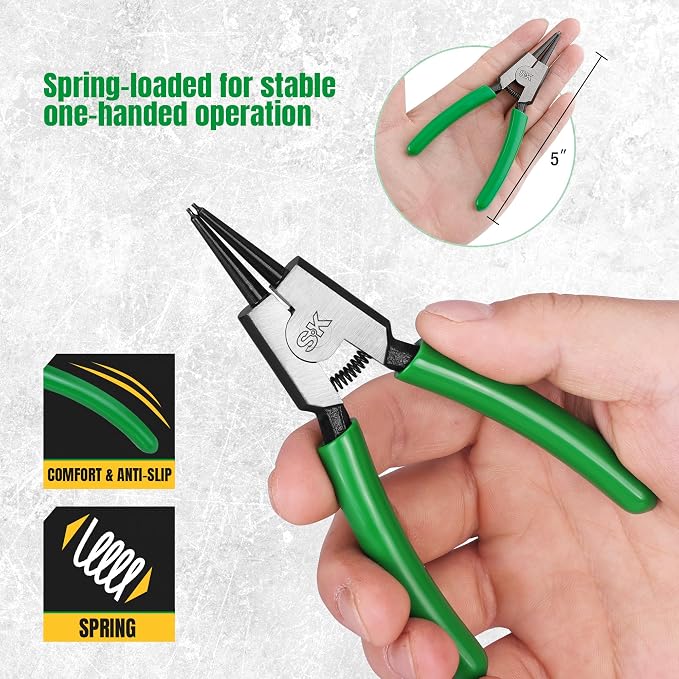SK 4-Piece Snap Ring Pliers Set, 5-Inch Internal/External Circlip Pliers