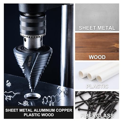 GRENPRO Step Drill Bit for Metal Set, 1/4" - 2-1/2"Large Step Bit, M35 HSS Impact Tough Step Bits for Metal, 1/2" Shank Unibit Step Drill Bits, Stainless Steel, Aluminum, Wood