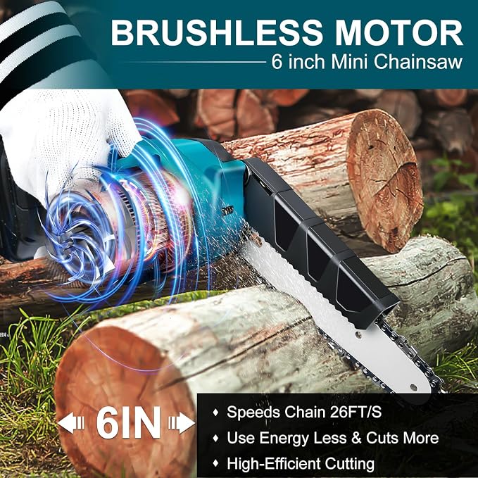 Cordless Mini Chainsaw 6 Inch for Makita 18V LXT (No Battery), Brushless Portable Electric Chain Saw Tool for Makita BL1850, Small Handheld Chainsaw for Pruning Shear Branch Wood Cutting Tree Trimming