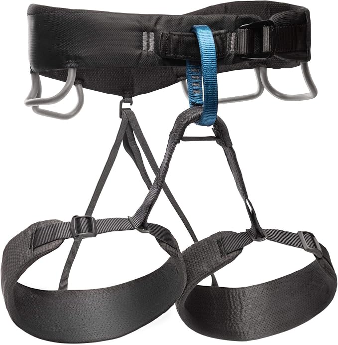 BLACK DIAMOND Men's Momentum Rock Climbing Harness, Adjustable Loops | trakFIT leg loops, pre-threaded buckle, gear loops organize quickdraws, cams, belay tools, and essentials