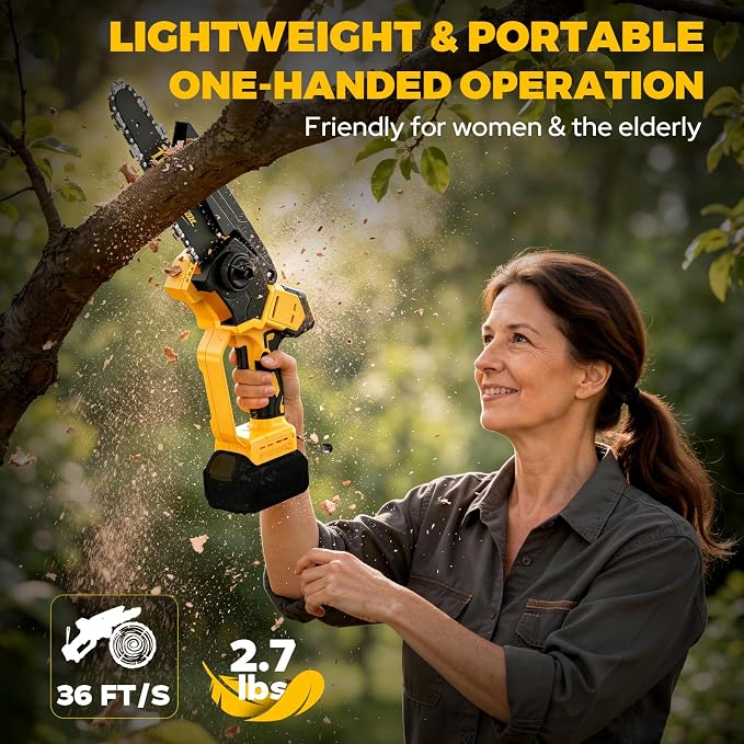 Cordless Mini Chainsaw Compatible with Dewalt 20V MAX Battery, 6 Inch & 8 Inch Small Electric Chainsaw Brushless, Auto Oiler, Handheld Pruning Tree Saw Gift for Men Dad Husband Fathers (Tool Only)