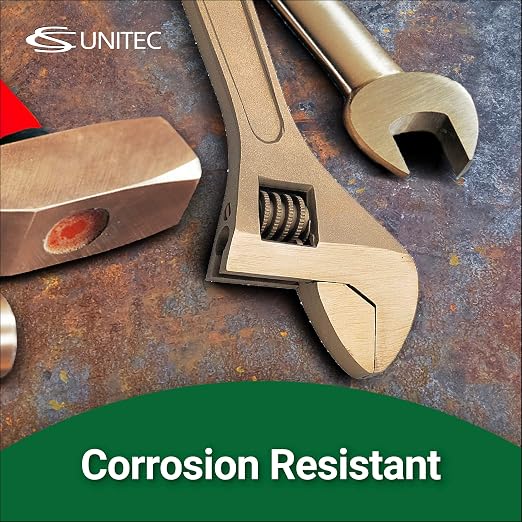CS Unitec | Non-Sparking & Non-Magnetic Adjustable Wrench | 18in Aluminum Bronze Tool, TUV Certified & Beryllium Free