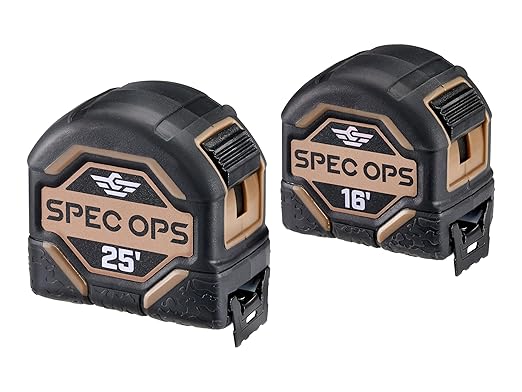 Spec Ops Tools 16-Foot & 25-Foot Tape Measure Tool Set, 1" Double-Sided Blade, Military-Grade Composite Case, 3% Donated to Veterans
