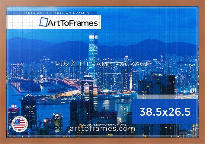ArtToFrames Puzzle Frame for Buffalo Games 1500, 2000 Piece Jigsaw Puzzles, 38.5x26.5 Inch (98x67 cm), Burnt Umber Engineered Wood with Economy Acrylic, Ready to Hang Puzzle Display