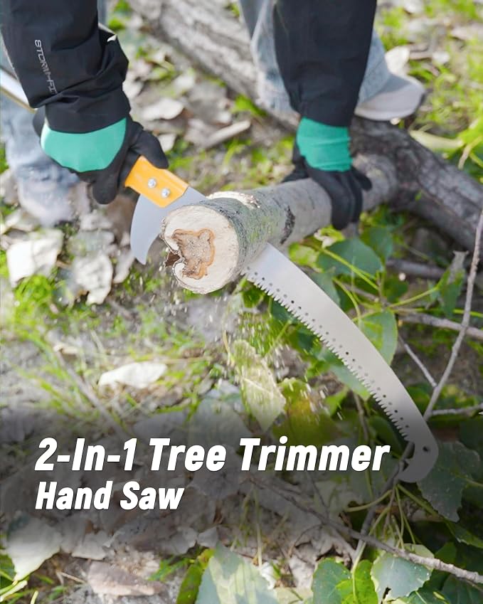11FT Pole Saw with Adjustable Length for Tree Trimming Lightweight Manual Pruning Saw with Long Extension Branch Cutter