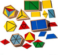 Premium Montessori Large Constructive Triangles, 5Box Set Sensorial Materials for Kids ,6.3lbs Beechwood Geometry Puzzles for Preschool Homeschool,Ages 4-7 Educational Toys, Geometry Learning Supplies