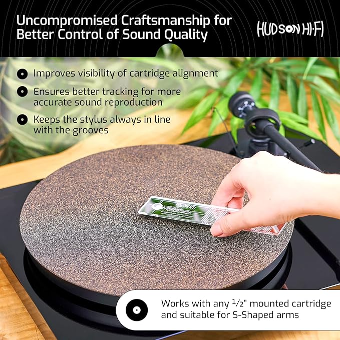 Turntable Phonograph LP Phono Cartridge Stylus Alignment Protractor Tool – Mirrored (VTA Sold Separately)