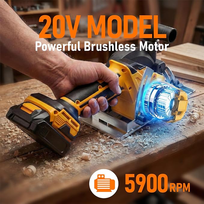 6 In Brushless Circular Saw Compatible with Dewalt 20V Battery(NO Battery) | Cordless Circular Saw with Tool Bag,Guide Ruler,6" Blade,2" Cutting Depth,0-45°Bevel for Wood,PVC and Plastics