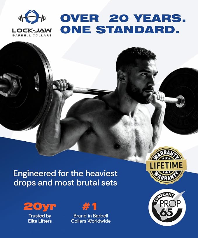 Lock-Jaw PRO 2 Barbell Collars/Clamps, 2"/50mm Olympic Bars