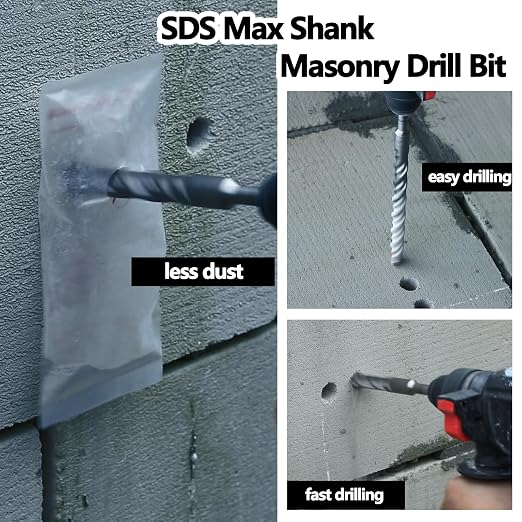 1-1/2 x 18 inch SDS Max Rotary Hammer Drill Bit, 38mm x 460mm Carbide Tip Masonry Drill Bit,Concrete Drill Bit for Masonry, Brick, Stone, Concrete (Length :460mm / 18 inch, 38mm (1-1/2 in) Diameter)