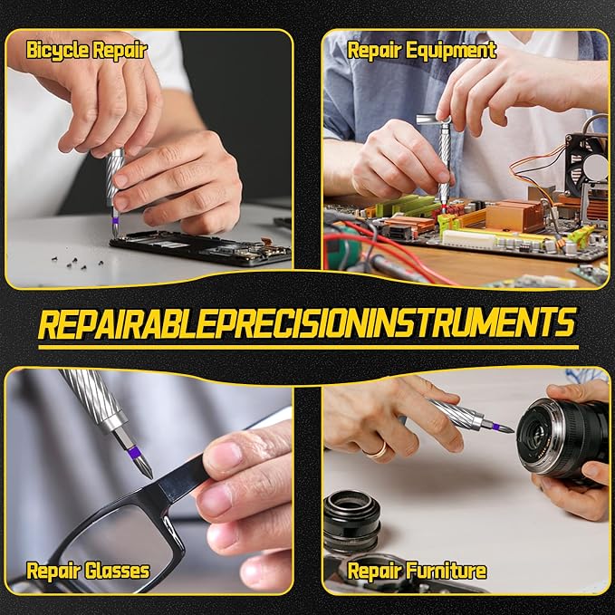 T Handle Ratchet Screwdriver Set with 4 Handles for Home,Auto,Bike,Eyeglass