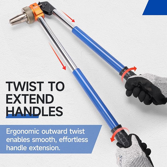 iCrimp Manual PEX Expander Tool Kit with Indexed Auto-Rotating Heads, Extendable Handle for 1/2", 3/4" & 1" ProPEX / F1960 Fittings, Includes Cutter & Lubricant