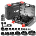 KATA Hole Saw Kit, 24PCS Hole Saw Set with 3/4"-6"(19-152mm) Multi-Size Saw Blades, Precision Hole Saw Drill Bit Kit with Mandrels & Solid Storage Case Cutting for Drywall, Soft Wood, PVC, Plastic