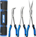 Rizom 3-Piece Long Reach Pliers Set, 13 Inch Double Jointed Long Needle Nose Pliers, 11 Inch 45° & 90° Bent Nose Pliers for Narrow Spaces and Limited Areas