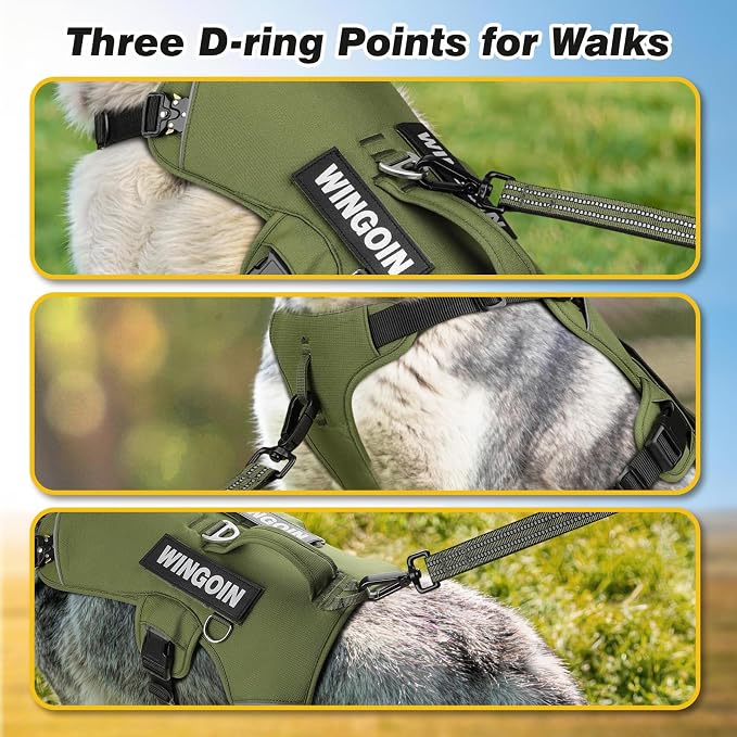 Wingoin Escape Proof Dog Harness,Green (L) | Soft Padded Handle,Anti Escape,Non Slip,for Walking Hunting Running