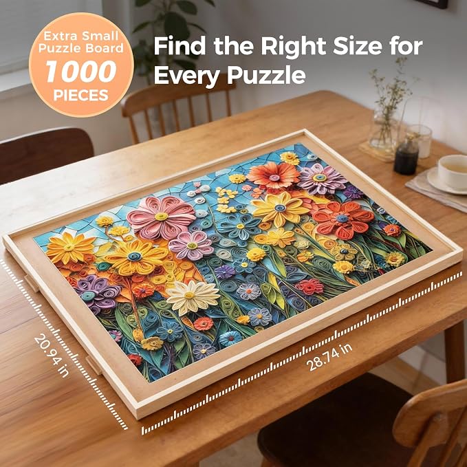 ALL4JIG 1000 Piece Rotating Puzzle Board with 4 Drawers 20.94"x28.74"Portable Wooden Jigsaw Puzzle Table for Adults,Lazy Susan Spinning Puzzle Boards Birthday Gift for mom,Surface for Lego Building