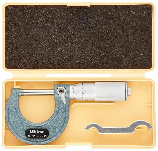 Mitutoyo 103-135 Outside Micrometer with Friction Thimble, 0-1" Measuring Range, 00001" Graduation, ±00001" Accuracy for Precise and Reliable Measurement in Engineering Applications | Friction Thimble, 0.0001" Graduation, ±0.0001" Accuracy, For Enginee...