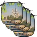 Lunarable Paris Chair Cushion Pads Set of 4, Notre Dame de Paris Historical Architecture Heritage Medieval European Building, Anti-Slip Seat Padding for Kitchen & Patio, 16"x16", Green Blue Ivory