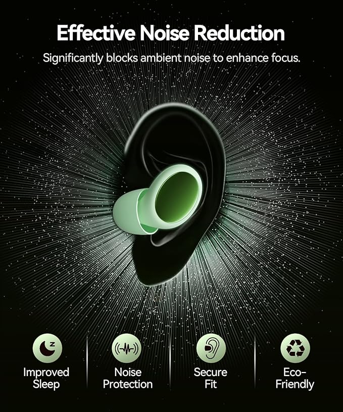 45dB Ear Plugs for Sleeping Noise Cancelling Ear Plugs for Noise Reduction & Snoring, Concerts, Earplugs for Sleep,Sider Sleepers Airplane, Silicone Earplugs Reusable Concert Ear Plug