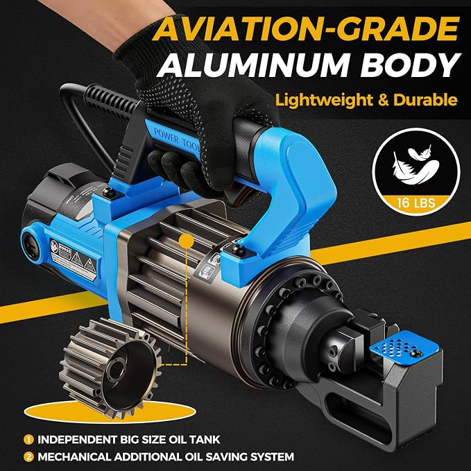 Anbull 1000W Electric Hydraulic Rebar Cutter, Cutting up to 5/8 Inch 4-16mm #5 Rebar, with Replaceable Jaw Blades, Cutting Speed 2-2.5S (EC-16)