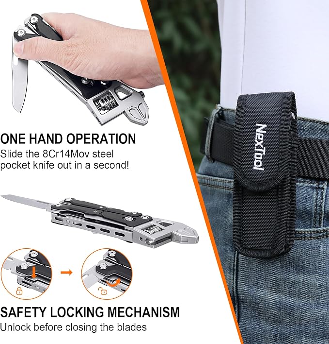 NexTool W4 Ratchet Wrench Multitool, 11-in-1 Folding Pliers Heavy-Duty | 8Cr14Mov Blade, Locking Saw, Hidden Bit Driver, Multitool Pliers, Adjustable Wrench for Camping, DIY, Professional Repairs