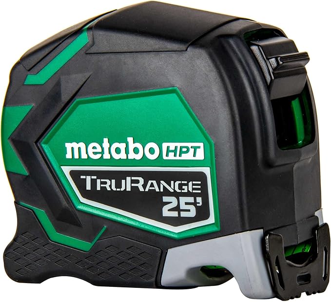 Metabo HPT 25 Ft Tape Measure, 17-Ft Reach & 14-Ft Standout, Wire Belt Clip and Lanyard Attachment, 1/8-Inch Incremental Fractions, Manual Blade Stop, TruRangeTM, 115925M (Pack of 2)