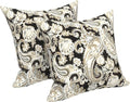 LVTXIII Outdoor Pillows 20x20 Inch, 2 Pack Large Decorative Square Throw Pillows with Inserts for Couch, Bed, Floor Seating, Patio Furniture, Paisley Black