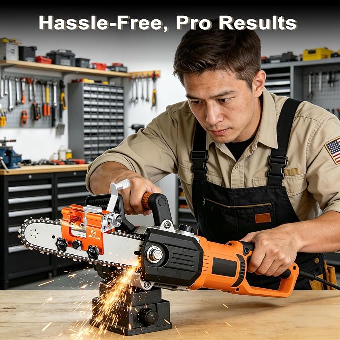 Portable Manual Chainsaw Sharpener Jig Kit, Chainsaw Sharpener Tool with 10 High Hardness Titanium Plated Diamond Bits Chain Saws Blade Sharpener Chainsaw Accessories fit for 4"-22" Chain Saw