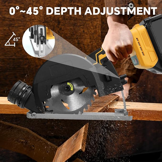 Cordless Mini Circular Saw for Dewalt 20v Battery, 4" Brushless Power Circular Saws, 12000RPM Small Circular Saw，2 Blade, Cutting Depth 0.8"(20mm) for Metal, Wood, Plastic(No battery)