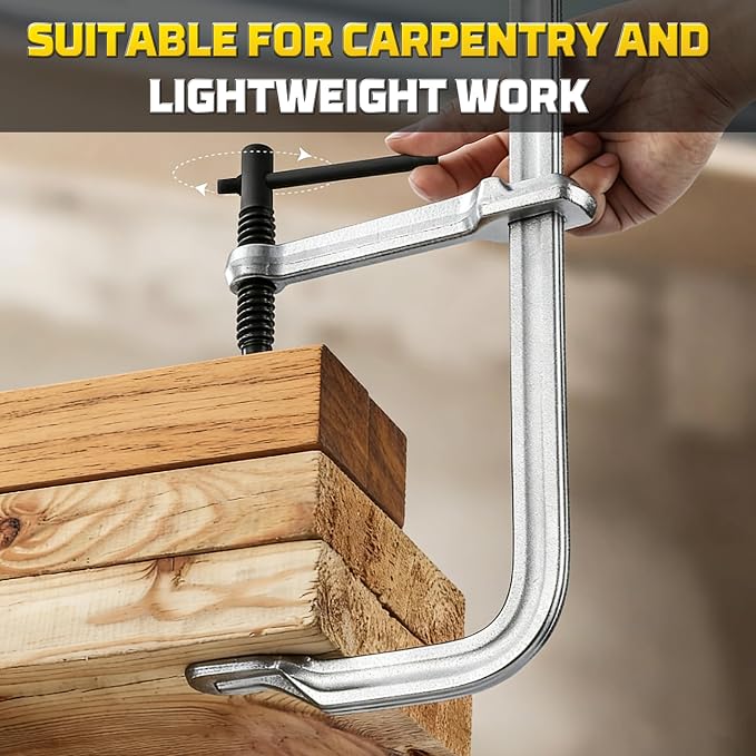 KJE 4 Pack Heavy Duty Welding Clamps, Drop Forged Steel F Clamps with 1200Lbs Clamping Force, Welding Clamps Set Features 12" Max Opening and 4-3/4" Throat Depth, for Wood, Welding, Metal Working