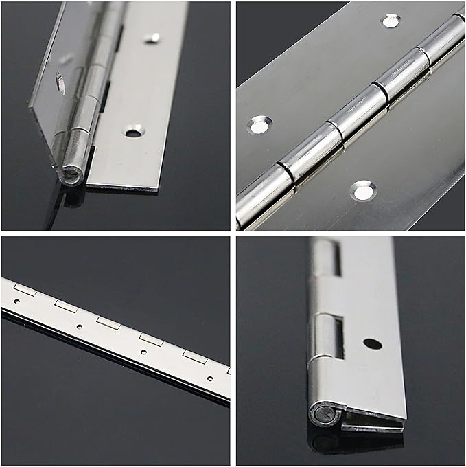 4 PCS 16 Inch Stainless Steel Piano Hinge Heavy Duty with 64 Pcs Screws for Cabinets Boat Marine Door DIY Woodworking Storage Box Hatche Furniture Hardware Silvery