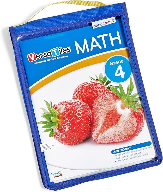 hand2mind VersaTiles Math Practice Take Along Set for Grade 4, Homeschool Curriculum, Math Workbook for Students, Elementary Classroom Must Haves, Kids Learning Activities for Fourth Grade