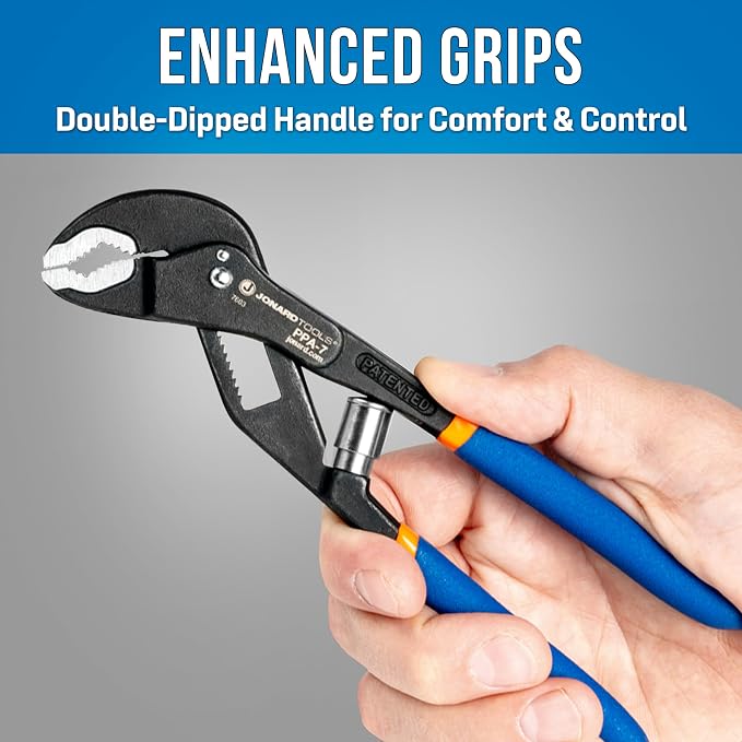 Jonard Tools PPA-7 Pump Pliers with One-handed Automatic Adjustment 1.75” Max Jaw Opening, 7" Length