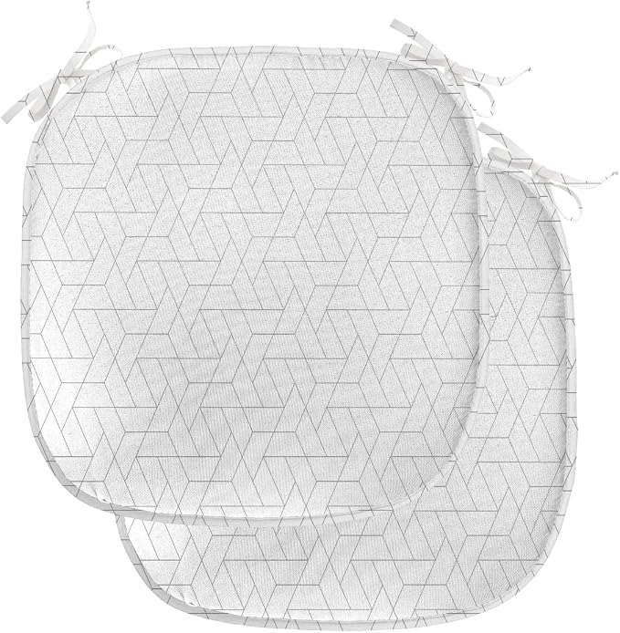 Lunarable Trellis Grey Chair Seating Cushion Set of 2, Polygonal Shapes in a Geometric Grid Continuous Pattern Abstract, Anti-Slip Seat Padding for Kitchen & Patio, 16"x16", Pale Taupe and Grey