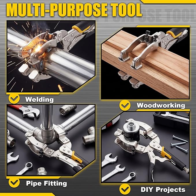 Moxweyeni 11" Locking Welding Pipe Plier Clamp Round Tube Welding Clamp Heavy Duty High Carbon Steel Clamping 2 to 3.5 Inch Round Pipes for Metal Fabrication Industrial Home Workshop DIY Woodworking