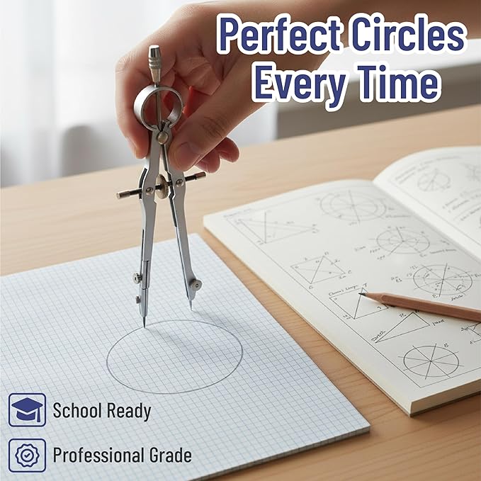 Mr. Pen- Geometry Set, 15 pcs, Light Blue, 6 Inch Swing Arm Protractor, Divider, Set Squares, Ruler, Compasses and Protractor