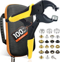 Heavy Duty Snap Fastener Tool kit, Punching Function, Snap Button Tool with Adjustable Setter, 15mm snap Tool with 100 Sets Boat Cover Snaps