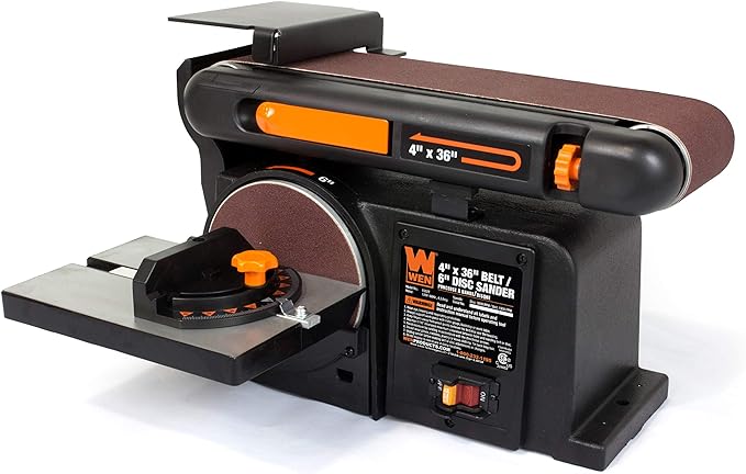 WEN Benchtop Belt and Disc Sander with 4 x 36 in. Belt, 6 in. Disc and Cast Iron Base (6502T)